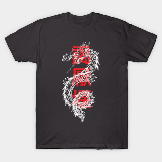 Asian Dragon With Characters Design T-Shirt by Nonstop Shirts